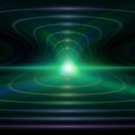 A central light pulsing with ripples or wavelengths moving outward,