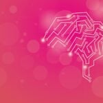 A futuristic looking brain made of circuits, symbolizing AI.