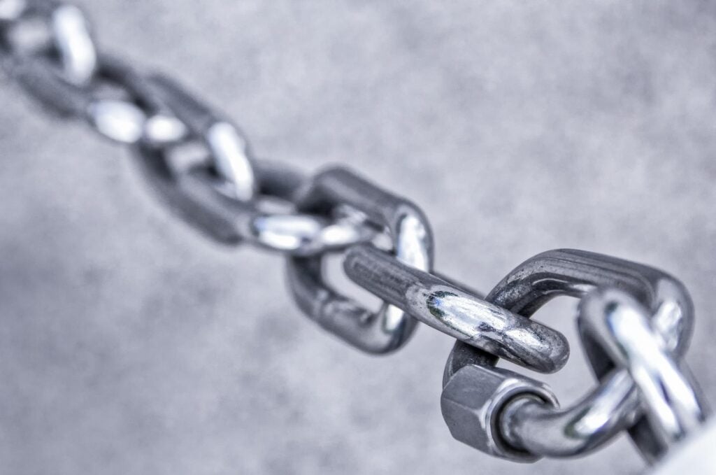 A strong steel chain link.