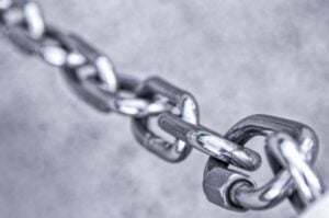 A strong steel chain link.