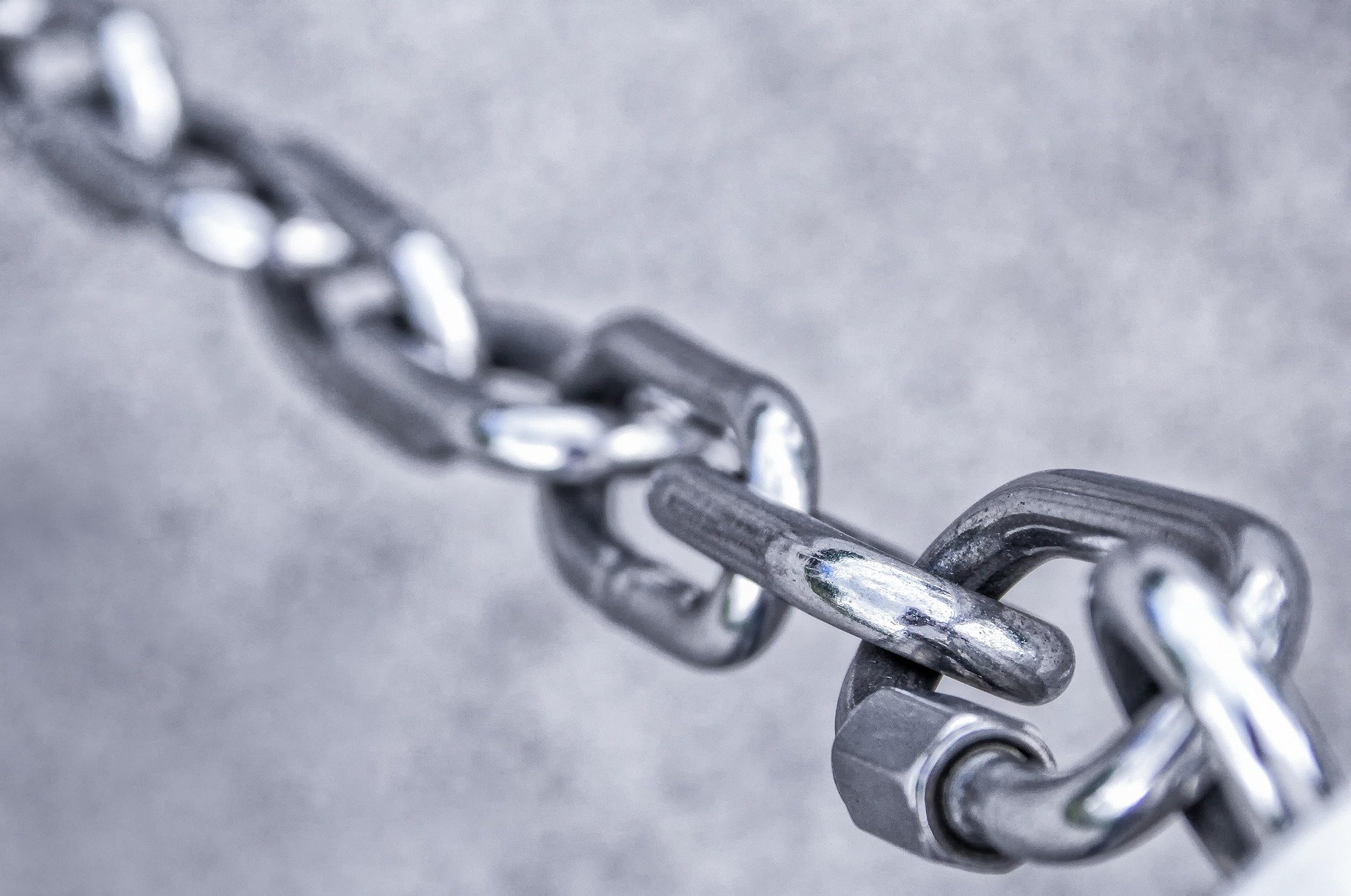 A strong steel chain link.
