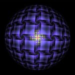 Futuristic fractal sphere with digital egg emerging in the center.