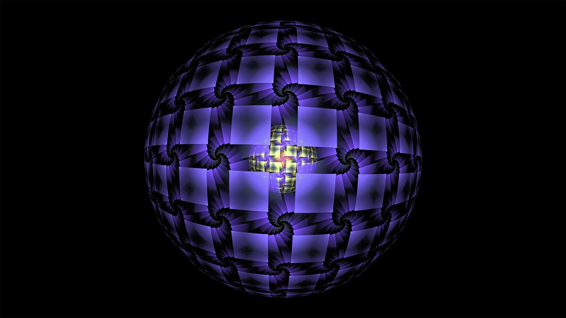 Futuristic fractal sphere with digital egg emerging in the center.