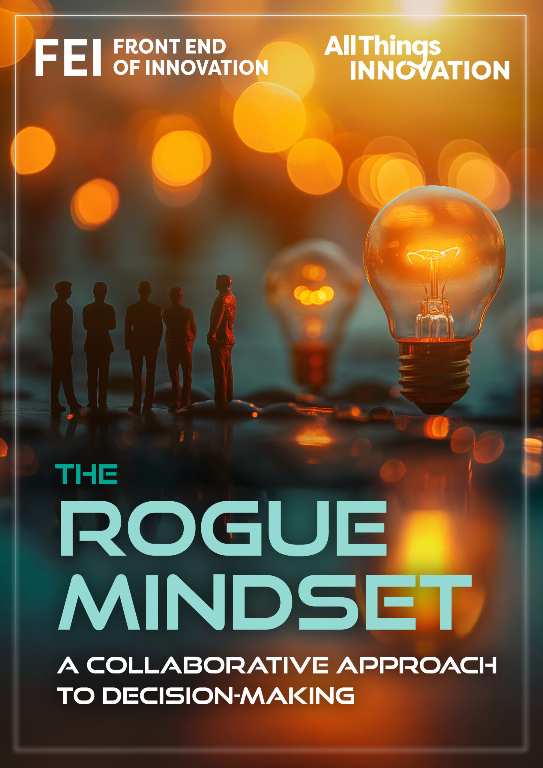 Rogue Mindset cover image showing people and light bulbs.