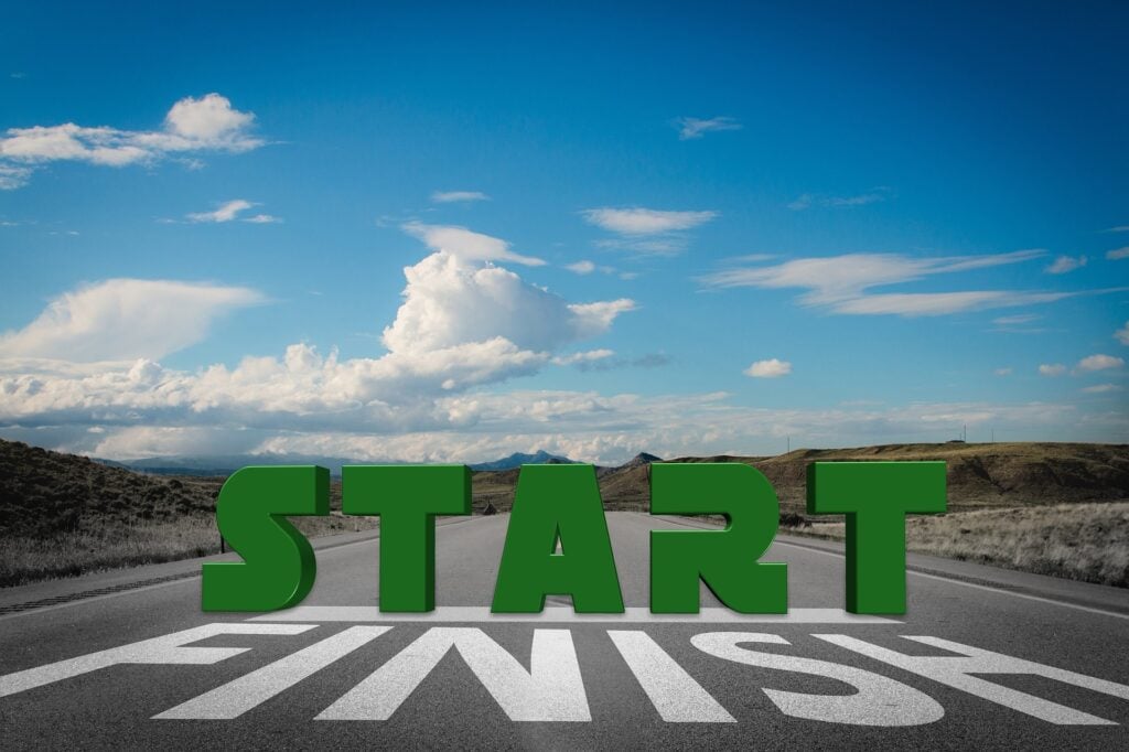 An open road with the word Start above and the word Finish below.