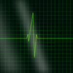 A heart beat or pulse rate pinging on a chart, like on a hospital screen.