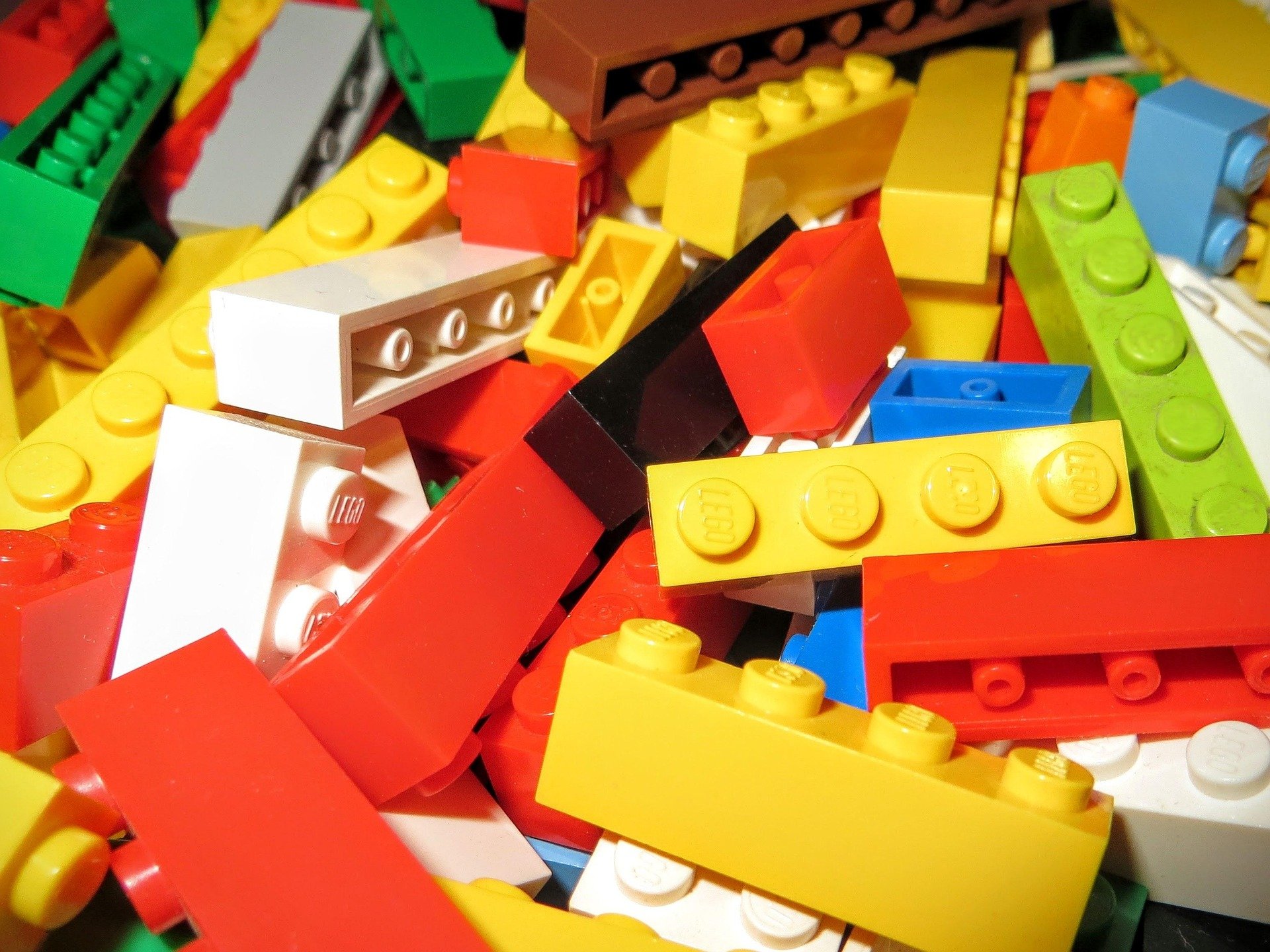 A jumble of colorful Lego bricks.