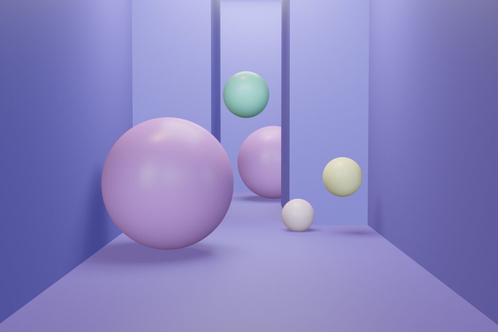 Abstract rendering of a variety of colorful spheres in different sizes.