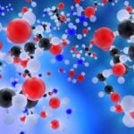Connected chains of colorful atoms and molecules.
